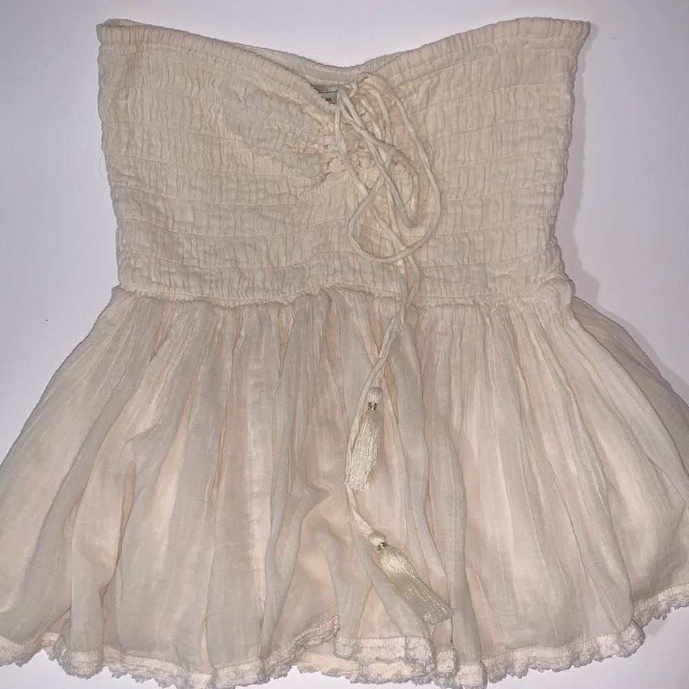 Strapless Flowy Cream Top - Picture 2 of 7